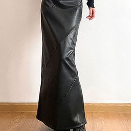LULU & SKY Straight A-Line Leather Skirts-image-89