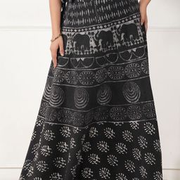 Style Shoes Printed Cotton Flared Maxi Skirt-image-7