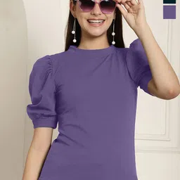 Tromko Women Pack Of 2 Sweetheart Neck Puff Sleeve Peplum Top-picture-41