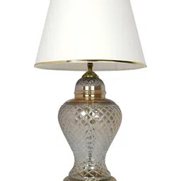 Fos Lighting Gold-Toned Textured Glass Contemporary Bell Shaped Table Lamp-70