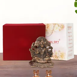INTERNATIONAL GIFT Copper-Toned 5 Pcs Hanuman Idol Showpiece With Diya Religious Gift Set-14