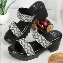 Carlton London Women Textured Block Heel Sandals-46