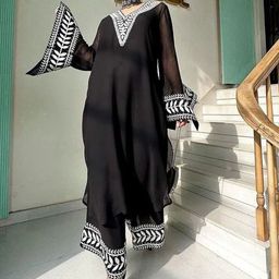 MISS CLOTHING Women Ethnic Motifs Embroidered Kurta with Trousers-picture-45