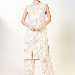 SHOWOFF Women Floral Printed Panelled Kurta with Trousers-image-5