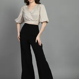 DressBerry V-Neck Puff Sleeves Crop Top-picture-10