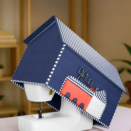 RUBOXA Blue & White Printed Cotton Eco-Friendly Sewing Machine Cover With Storage Pocket-20