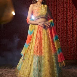 Fusionic Embroidered Sequinned Semi-Stitched Lehenga & Unstitched Blouse With Dupatta-picture-10