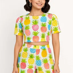 GAB Printed Round-Neck Top With Shorts Co-Ords-picture-16