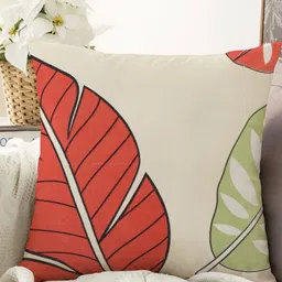 IVAZA Peach-Coloured & Orange Floral Square Cushion Covers-21
