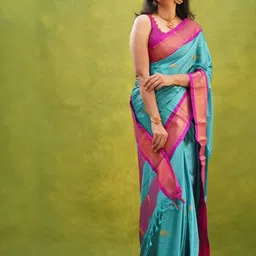 A S CREATION Woven Design Zari Pure Silk Kanjeevaram Saree-picture-58