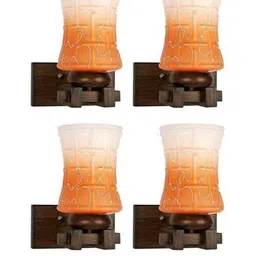 Somil Premium Designer Glass Wall / Night Lamp Elegant & Stylish Dcor Accent for Modern Interiors, color, Orange, White, Size:- 18.5 X 26 X 27 CM-image-21