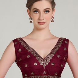 HERE&NOW Embroidered Sleeveless Saree Blouse-image-63