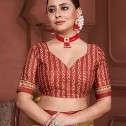 KALINI Ajrak Block Printed Saree image 2