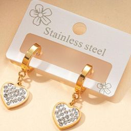 Estailo fashion Gold-Plated Heart Shaped Drop Earrings-image-56