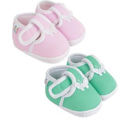 NESKA MODA Kids-Unisex Pack Of 2 Pink And Green Casual Cotton Booties-picture-0