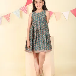 Fabindia Girls Floral Printed Fit & Flare Dress-picture-25