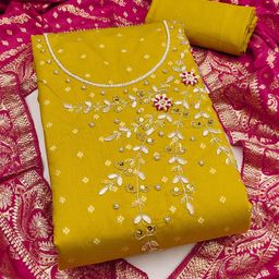 MANVAA Woven Design Beads & Stones Unstitched Dress Material-picture-27