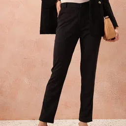All About You Formals Women Slim Fit High-Rise Wrinkle Free Trousers-image-74