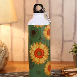 PENTADECO Green & Yellow Single Aluminium Printed Single Wall Vacuum Water Bottle-image-23