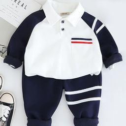 INCLUD Boys Colourblocked Polo Collar Sweatshirt With Joggers-picture-34