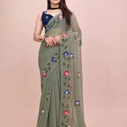 Avojee Floral Poly Georgette Saree-picture-17