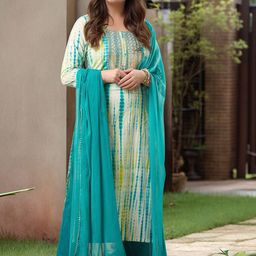 DIVASTRI Women Ethnic Motifs Printed Regular Kurta with Trousers & With Dupatta-image-45