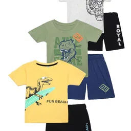 YK Boys Pack Of 3 Printed Pure Cotton T-Shirts With Shorts-92