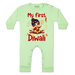 Arvesa Kids-Unisex Green Cotton Rompers-picture-2