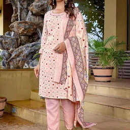DIVASTRI Women Floral Printed Regular Kurta with Trousers & With Dupatta image 5