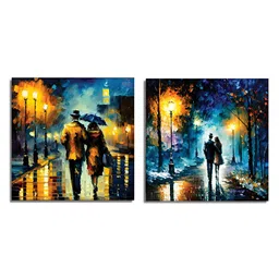 RANDOM Black & Blue 2 Piece Canvas Wall Paintings-39