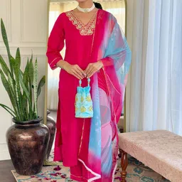 Ekta Textiles Women Gotta Patti Kurti with Pyjamas & With Dupatta-picture-32