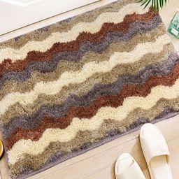 LUXEHOME INTERNATIONAL Brown & Beige Colourblock Anti- Skid Bath Rug-image-2
