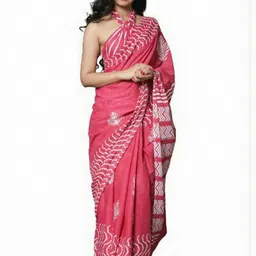 Lovwear Pink Pure Cotton Sarees-picture-4