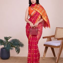 KSM PRINTS Checked Zari Kota Saree-image-37