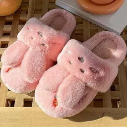 Eleg & Stilance Unisex Bunny Ear Plush Fleece Indoor Slippers-picture-21