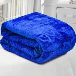 Doristyle Blue 300 GSM SOLID MINK Double Bed Blanket-picture-44