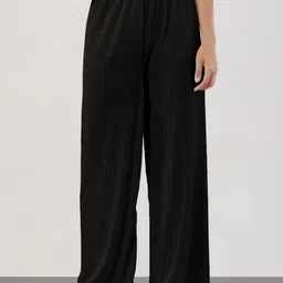 SHOWOFF Women Solid Comfort Mid-Rise Loose Fit Regular Trousers-image-45
