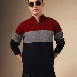 Dennis Lingo Men Colourblocked Pullover Sweater-image-39