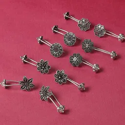 Sangria Women Metal Artificial Stones and Beads Floral Earrings-picture-49