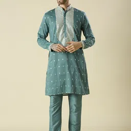 Be Desi Men Solid Embroidered Regular Straight Kurta with Pyjamas-picture-19