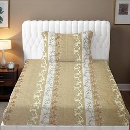 IVAZA Beige Cotton Nylon 180 TC Bedsheets-image-97