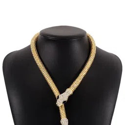 Just Lil Things Stone Studded Snake Textured Necklace-72