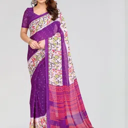 Moda Rapido Floral Poly Georgette Designer Saree-image-6