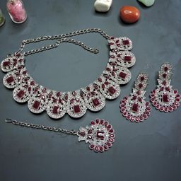 VATSALYA creation Alloy Maroon Jewellery Set-34