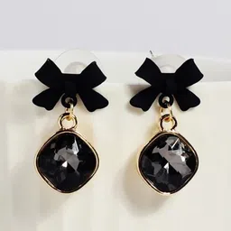 kazare Rhodium Plated Artificial Stones Studded Contemporary Drop Earrings-picture-41