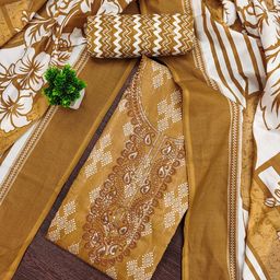 MANVAA Embroidered Pure Cotton Unstitched Dress Material-image-3