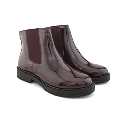 San Frissco Women Glossy Block-Heeled Chelsea Boots-49