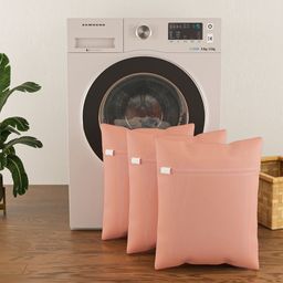 Aura 3-Pcs Peach Reusable Mesh Laundry Bags With Zip-54