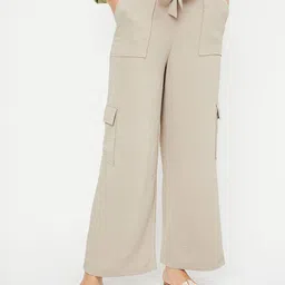 max Women Solid Cargos Trousers-image-76