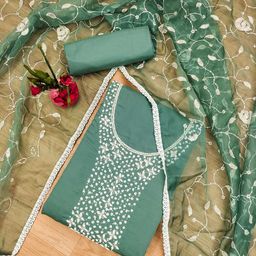LeeliPeeri Designer Floral Embroidered Beads And Stones Unstitched Dress Material-image-90